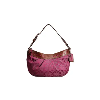 COACH Soho Canvas With Leather Canvas Bag Hobo Bag One Shoulder Handbag Large Size Women's Grape-Colored