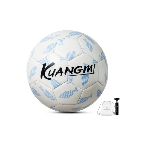 Kuangmi Size 5 Ball Soccer PVC Hand Stitched Soccer Ball Unisex White Blue