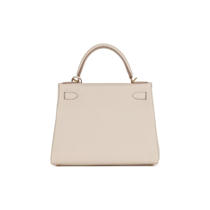 HERMES Kelly Togo Calfskin Kelly Bag Handbags Regular Women's 10 Craie Milkshake White-4