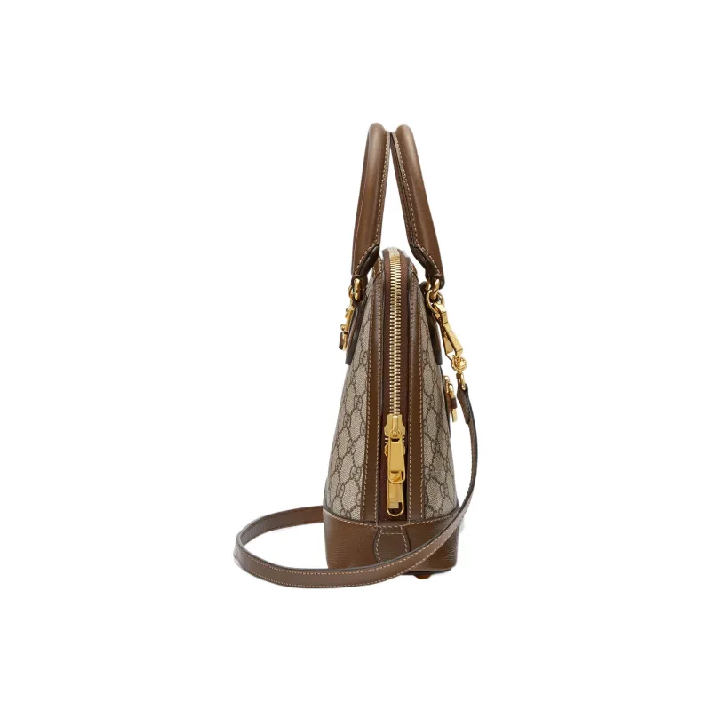 GUCCI Horsebit 1955 Canvas Dome Bag, Shoulder Bag, Crossbody Bag, Handbag Small Size Women's Ebony/Brown-3