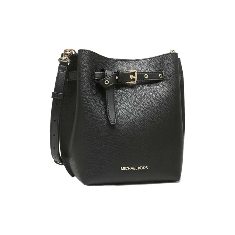MICHAEL KORS Emilia Cow Leather Bucket Bags Shoulder Bag Crossbody Bag Small Size Women's Pure Black-1
