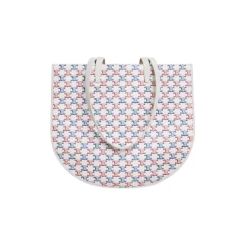 CELINE Triomphe Canvas paneled Calfskin Trim Tote Bag, Shopping Bag, Handbag, Shoulder Bag Women's