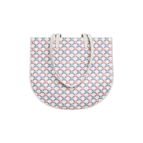 CELINE Triomphe Canvas paneled Calfskin Trim Tote Bag, Shopping Bag, Handbag, Shoulder Bag Women's