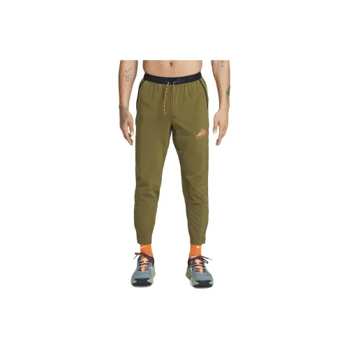 Nike Knitted Sweatpants Men Dark Khaki Fabric Color