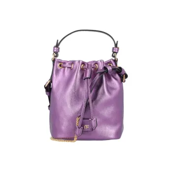 TOM FORD DISCO Cow Leather Bucket Bags Shoulder Bag Crossbody Bag Handbag Small Size Women's Fuchsia