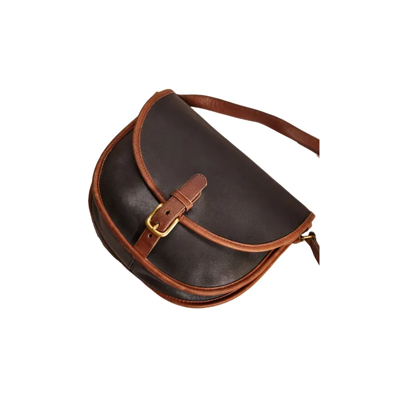 COACH Patricia Leather Saddle Bag Shoulder Bag Crossbody Bag Large Size Women's Black & Brown-2
