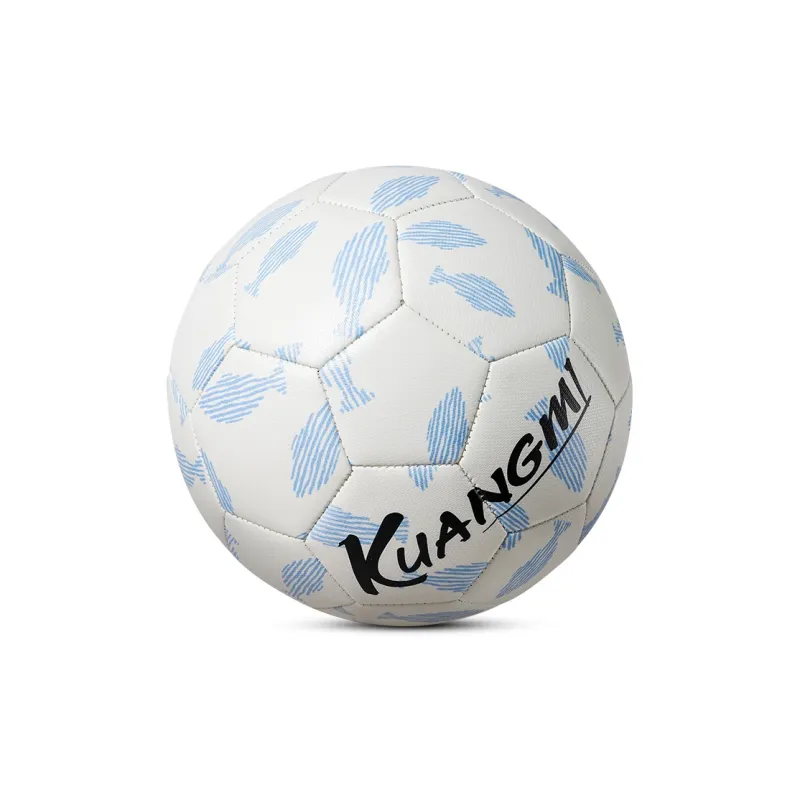 Kuangmi Size 5 Ball Soccer PVC Hand Stitched Soccer Ball Unisex White Blue-4
