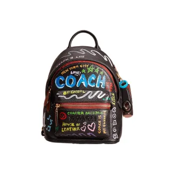 COACH Charter Leather Backpack Small Size Women's Black