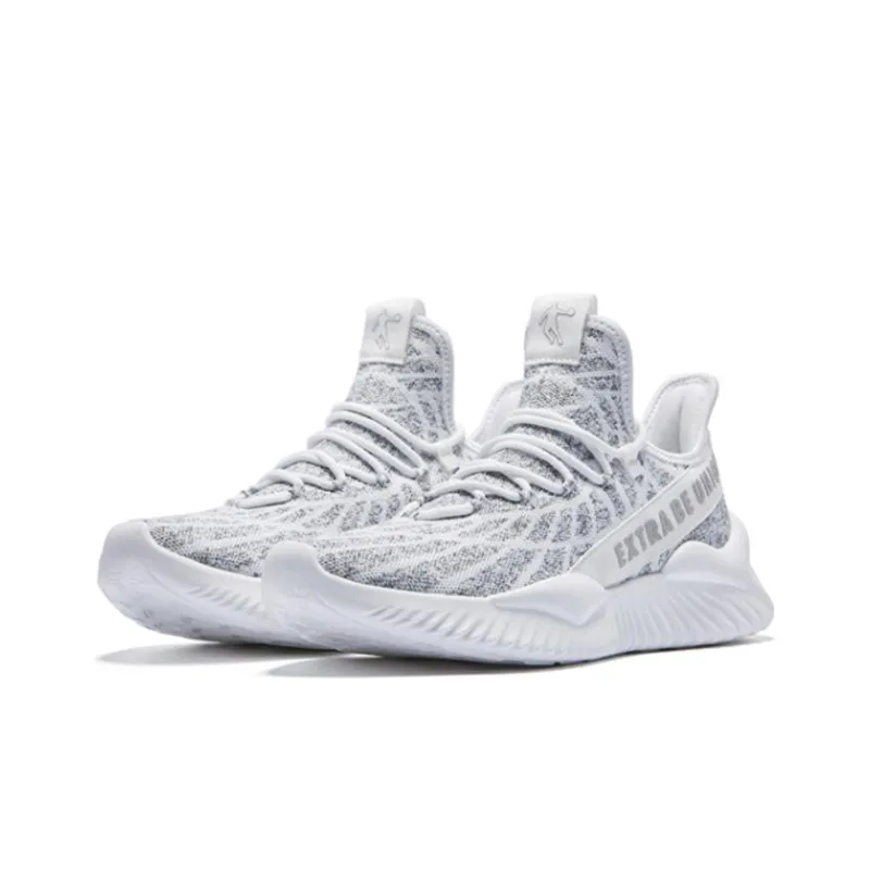 QIAODAN Breathable Low Top Running Shoes Men's White-2