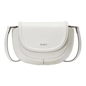 ORYANY Cow Leather Saddle Bag Portable Crossbody Bag Shoulder Bag Women's White