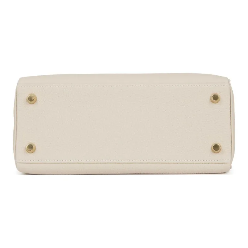 HERMES Kelly 25 Handbag 10 Craie Togo-5