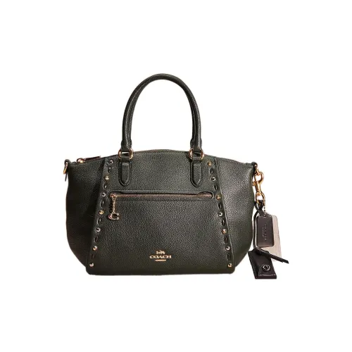 COACH Elise Polished Pebbled Leather Briefcases Handbags Medium Size Women's Amazon Green