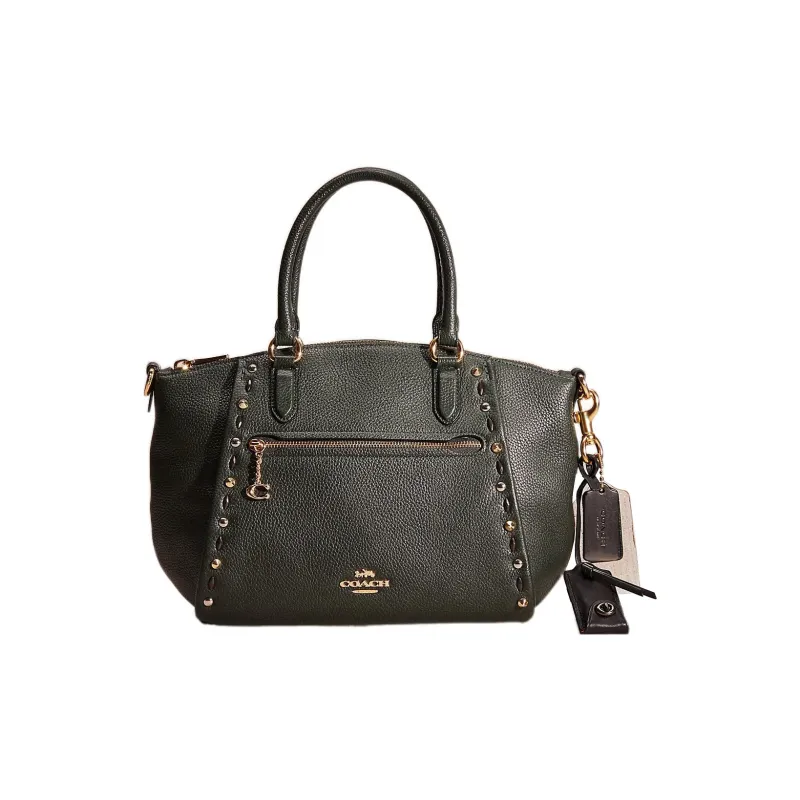 COACH Elise Polished Pebbled Leather Briefcases Handbags Medium Size Women's Amazon Green-0
