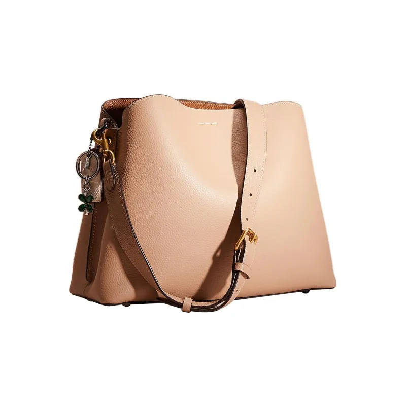 COACH Willow Leather Tote Bag Shopping Bag Handbag Shoulder Bag Large Size Women's Light Brown & White-1