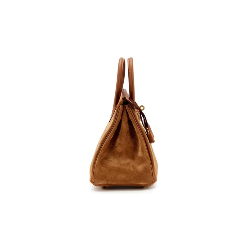 HERMES Birkin Swift With Antelope Skin Birkin Bag Handbag Regular Women's Suede/Gold-1