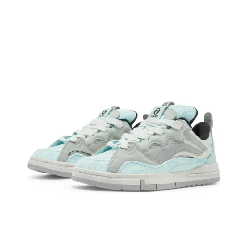 Aape x LiNing Wave Anti Slip Wear Resistant Low Top Skateboard Shoes Men's Gray Blue-2