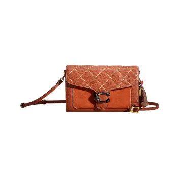 COACH Tabby Leather Suede Bonded Clutches Shoulder Bag Crossbody Bag Small Size Women's Brown