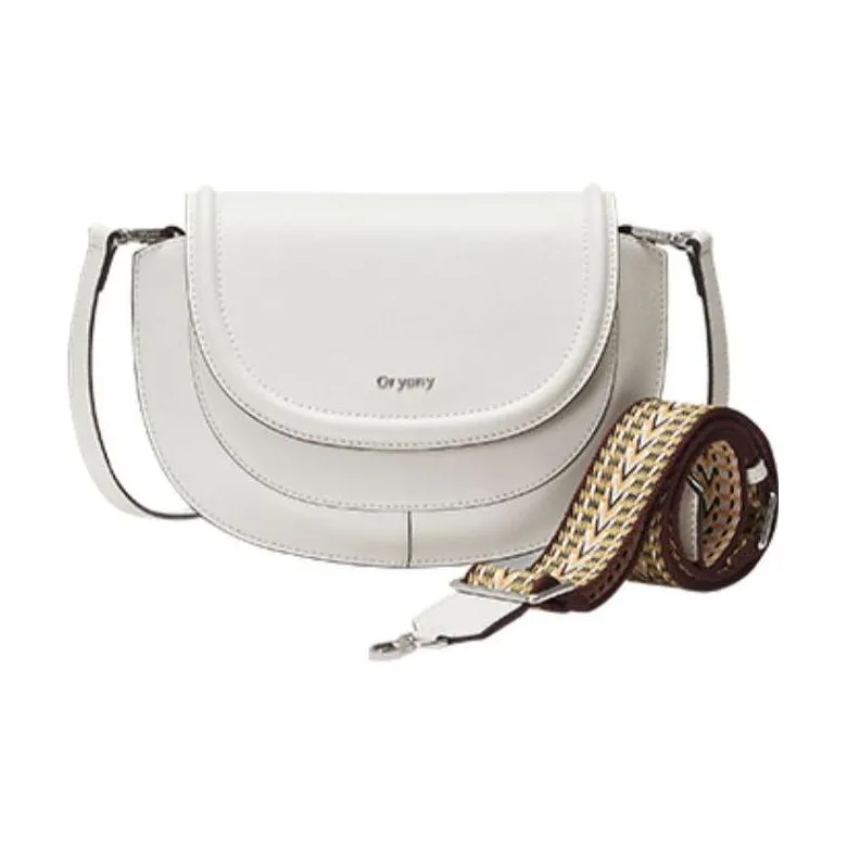 ORYANY Cow Leather Saddle Bag Portable Crossbody Bag Shoulder Bag Women's White-1