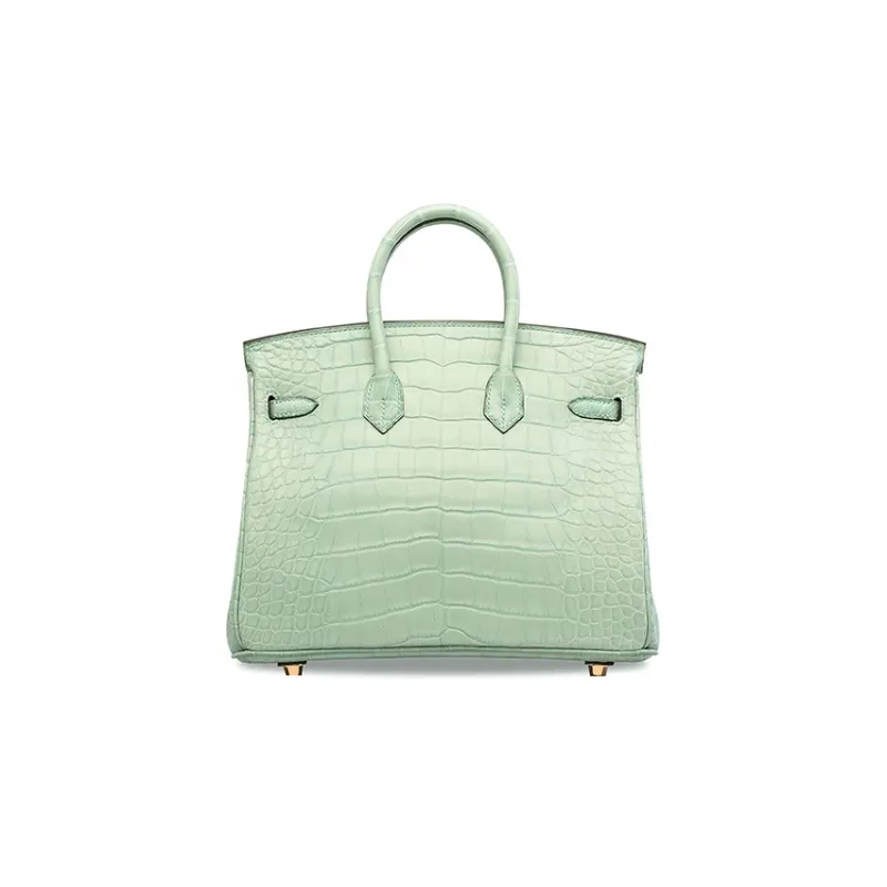 HERMES Birkin Short-Snouted Crocodile Leather Birkin Bag Handbags Women's 6U Aqua Green-1