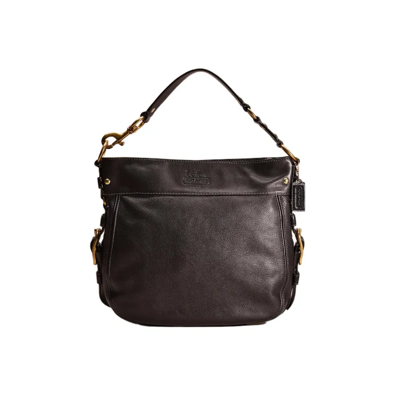 COACH Zoe Leather Shoulder Bag Handbag Large Size Women's Black-0