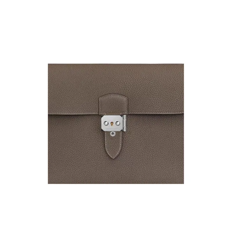 HERMES Sac A Depeches Cow Leather Messenger Bag Shoulder Bag Crossbody Bag Regular Men's 8F Gris ÉTain Tin Gray-4