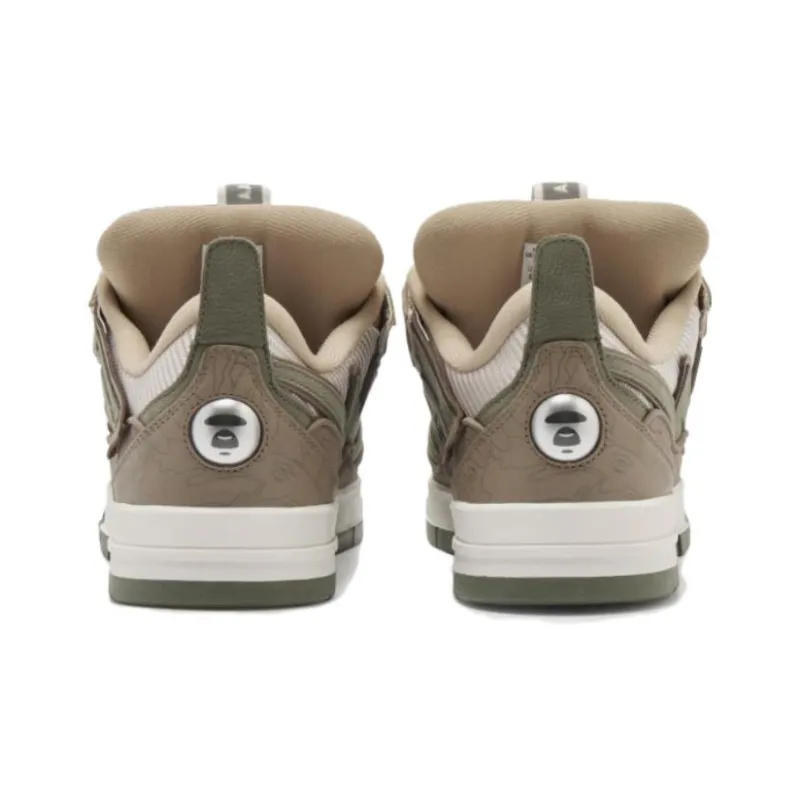 Aape x LiNing Wave Anti Slip Wear Resistant Low Top Skateboard Shoes Men's Greenish brown-3