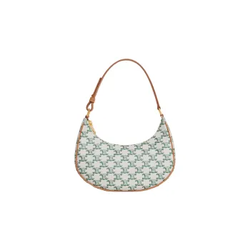 CELINE Canvas With Calfskin Trim Shoulder Bag Handbag Shoulder Bag Women's Green/White