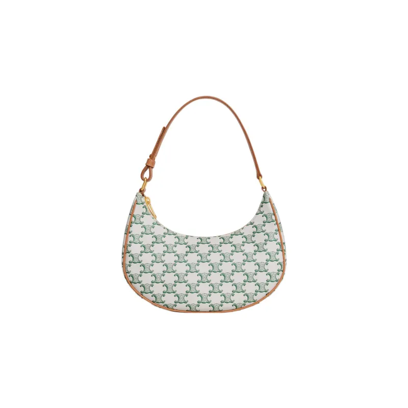 CELINE Canvas With Calfskin Trim Shoulder Bag Handbag Shoulder Bag Women's Green/White-0