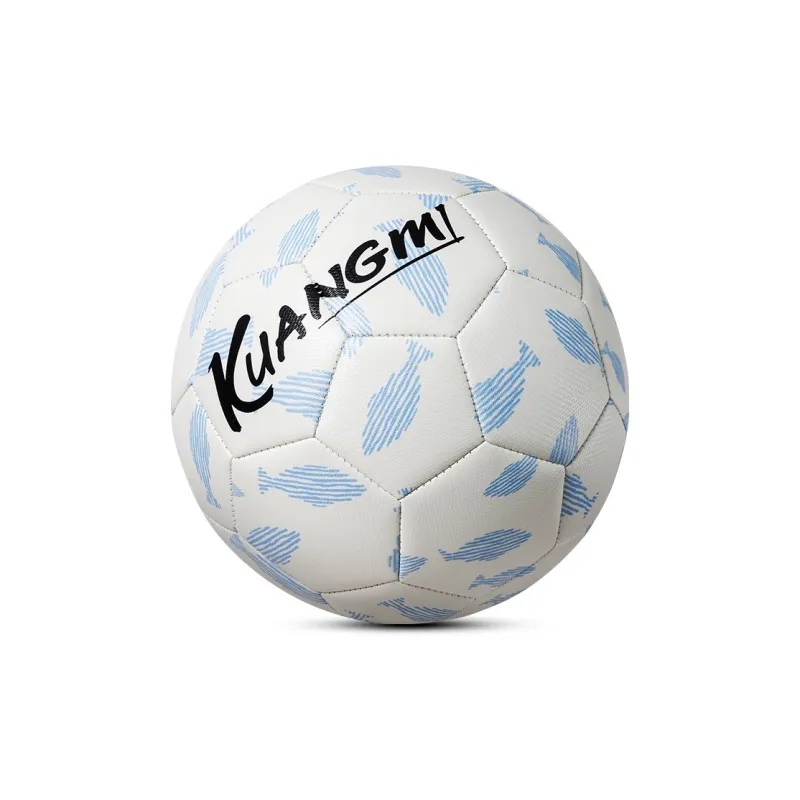 Kuangmi Size 5 Ball Soccer PVC Hand Stitched Soccer Ball Unisex White Blue-2