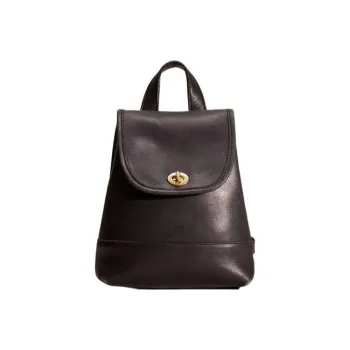 COACH Day Glove Tanned Leather Little Sun Backpack Medium Size Women's Black