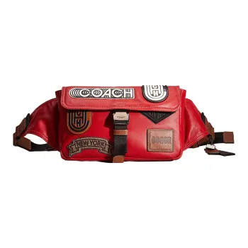 COACH Pacer Leather Sling Bag Fanny Pack Medium Size Men's Red