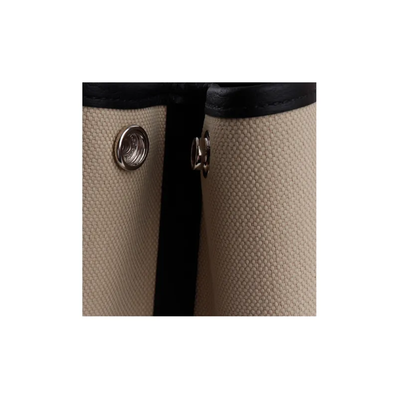 HERMES Garden Party Canvas With Leather Canvas Bag, Garden Bag, Handbag Regular Unisex Concrete Gray/Black-4