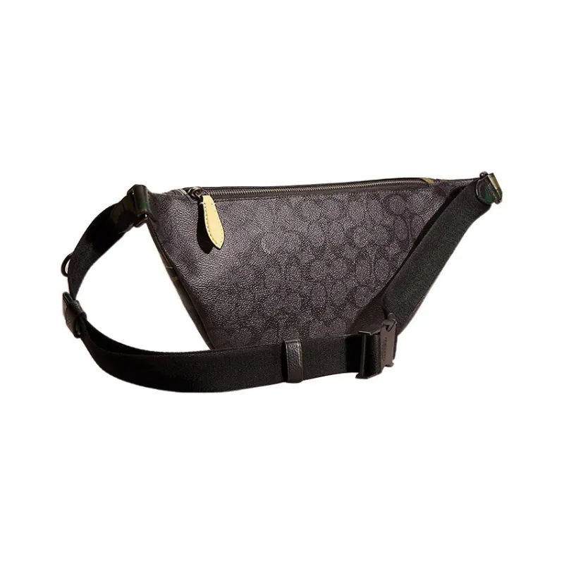 COACH League Canvas With Leather Sling Bag, Fanny Pack Large Size Men's Multicolor-1