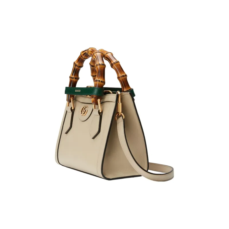 GUCCI Diana Leather Tote Bag Shopping Bag Shoulder Bag Handbag Mini Women's Beige-4
