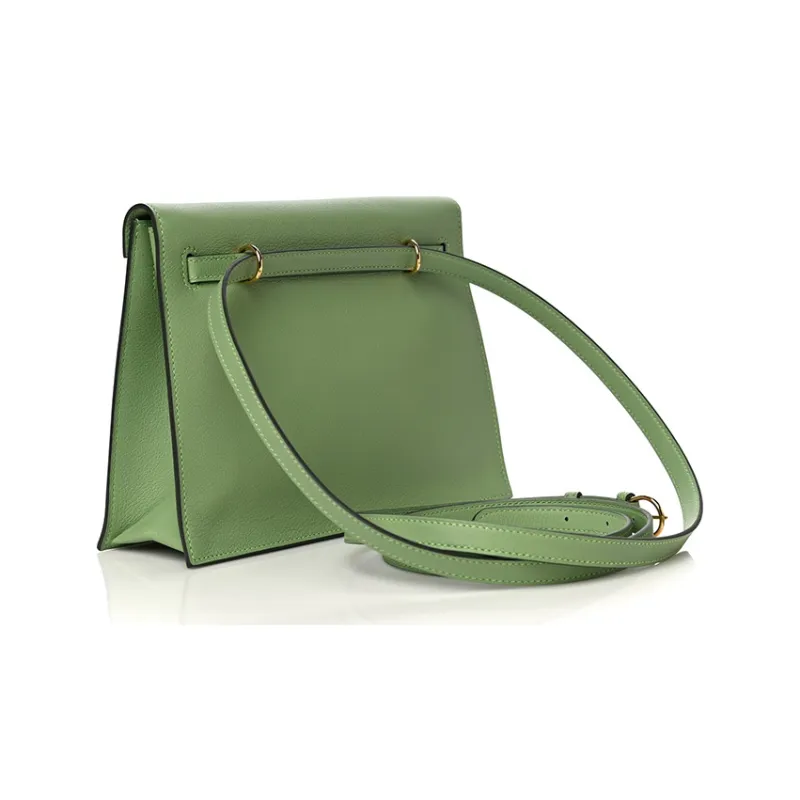 HERMES Cow Leather One Shoulder Crossbody Clutches Regular Women's Avocado Green-1