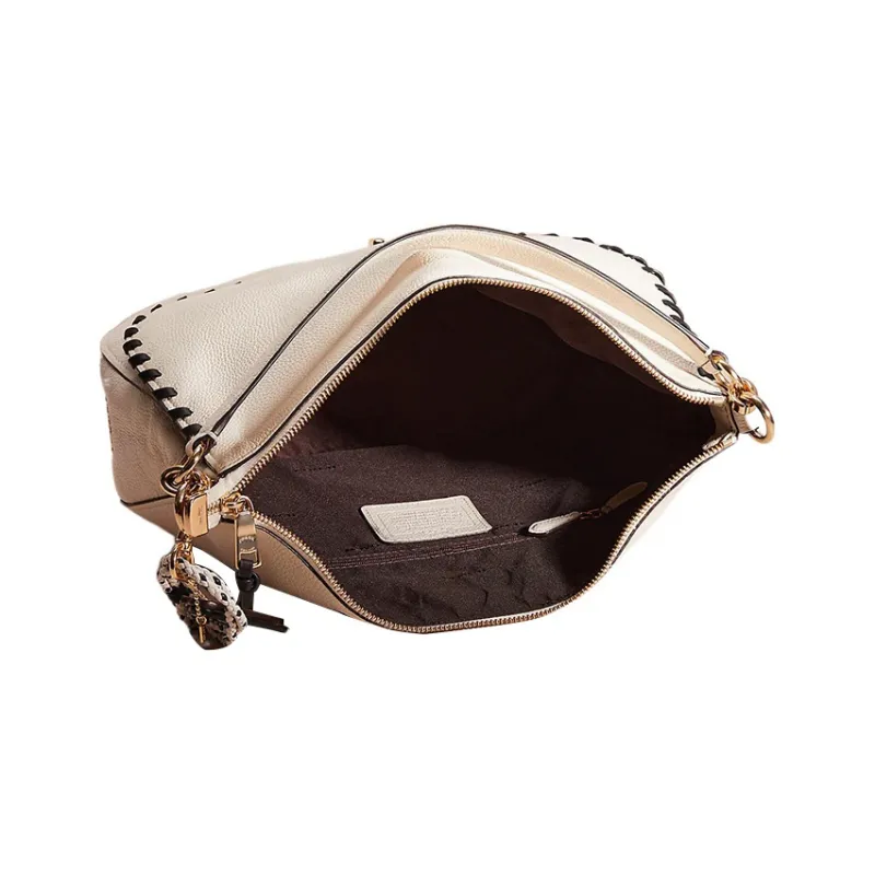 COACH Hobo Leather Hobo Bag Handbag Shoulder Bag Crossbody Bag Large Size Women's Chalk White-2