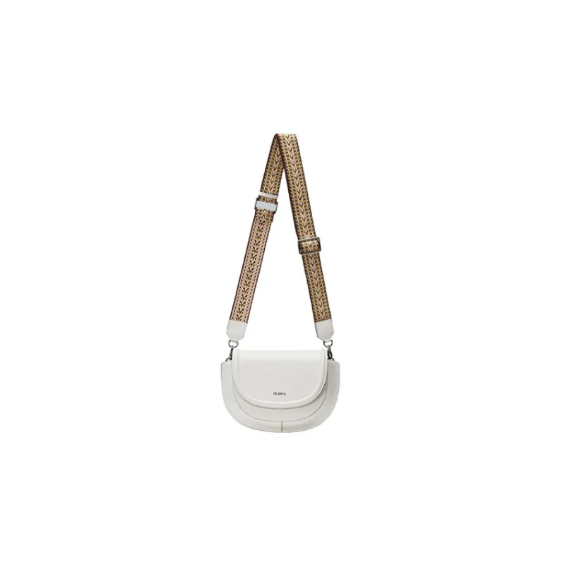 ORYANY Cow Leather Saddle Bag Portable Crossbody Bag Shoulder Bag Women's White-6