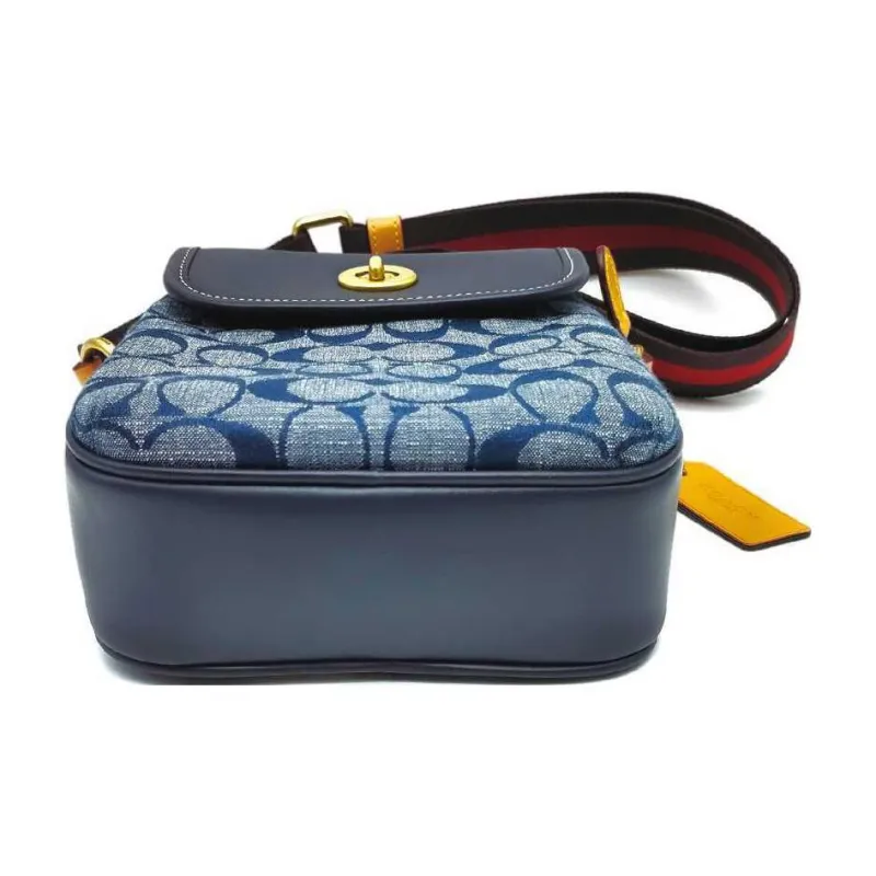 COACH Heritage Cow Leather Crossbody Bag Small Size Men's Denim Denim Blue-2