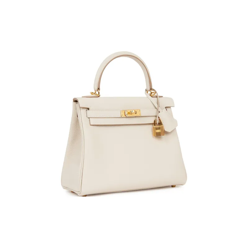 HERMES Kelly 25 Handbag 10 Craie Togo-1