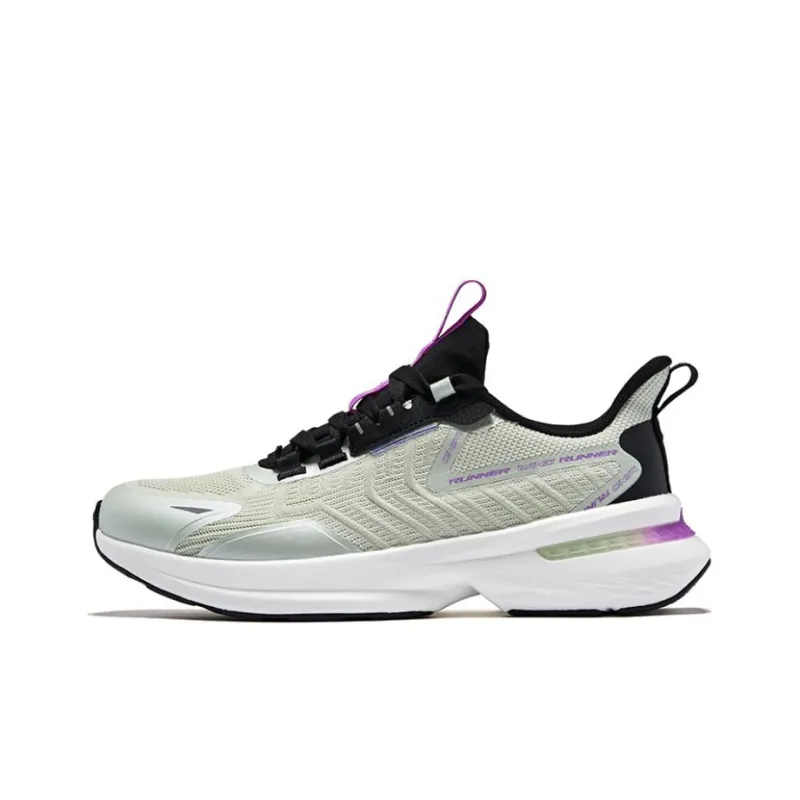 QIAODAN Swift Cushioned Slip-Resistant Low-Top Running Shoes Men's Gray Purple-0