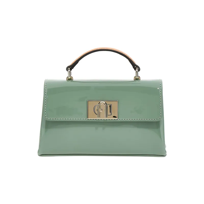 Furla 1927 Collection Patent Leather Shoulder Bag Crossbody Bag Handbag Mini Women's Green-0