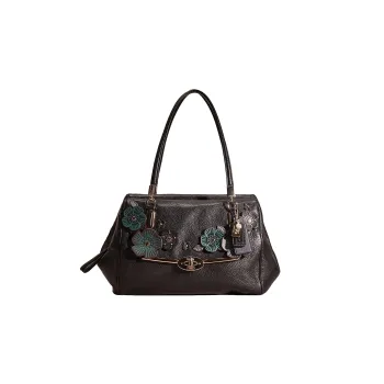 COACH Madison Leather Shoulder Bag Large Size Women's Black