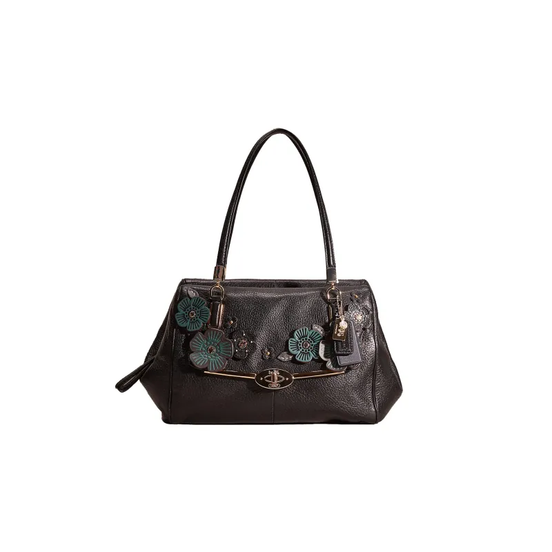 COACH Madison Leather Shoulder Bag Large Size Women's Black-0
