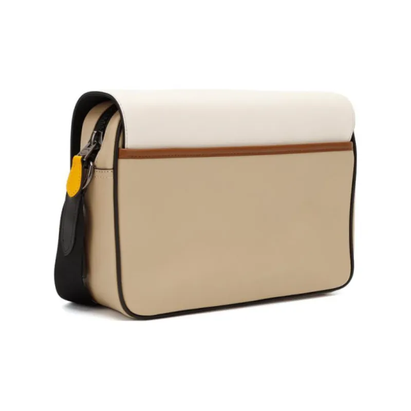 COACH Track Leather Messenger Bag, Shoulder Bag, Crossbody Bag Medium Size Men's White/Lime Gray-2