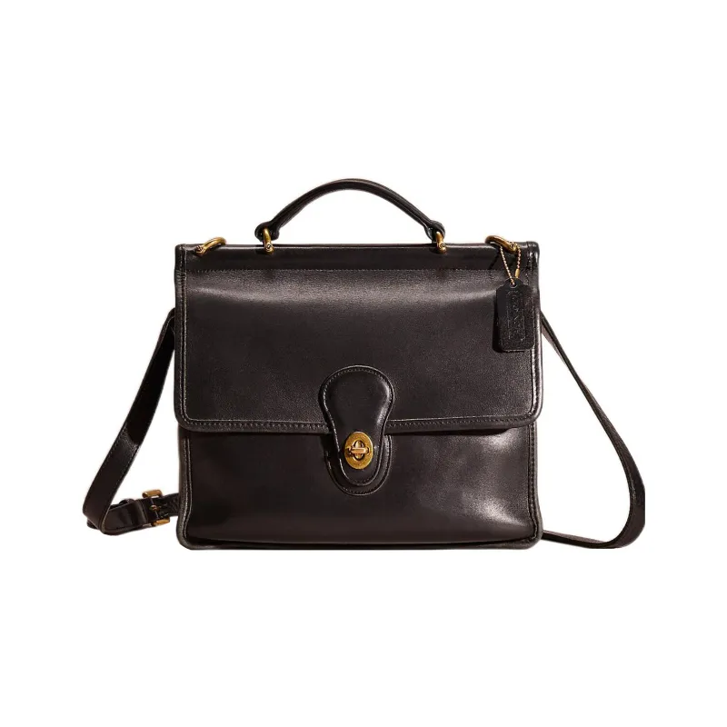 COACH Willis Leather Small Square Bag, Crossbody Bag, Shoulder Bag Large Size Women's Black-0