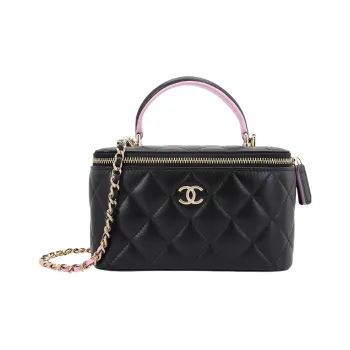 CHANEL Sheepskin Makeup Bag, Handbag, Shoulder Bag, Crossbody Bag Regular Women's Black