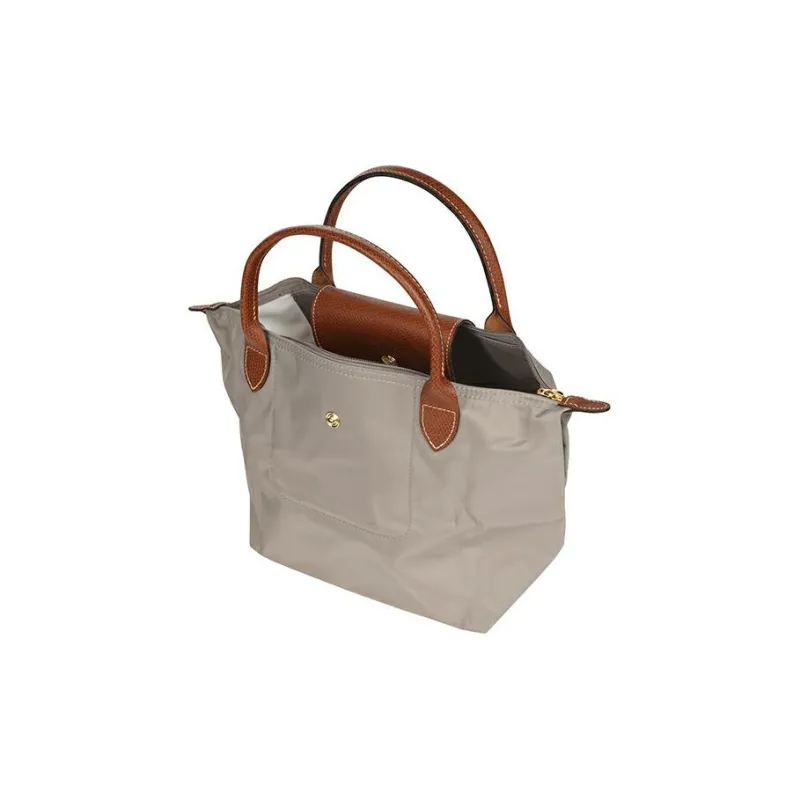 LONGCHAMP Le Pliage Canvas With Leather Trim Handbag Small Size Women's Streptopelia Gray-2