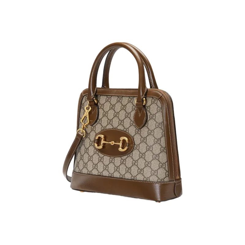 GUCCI Horsebit 1955 Canvas Dome Bag, Shoulder Bag, Crossbody Bag, Handbag Small Size Women's Ebony/Brown-1