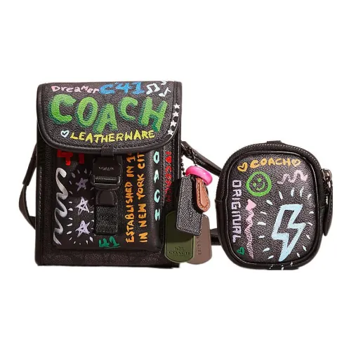 COACH Charter Canvas With Leather Envelope Bag Crossbody Bags Mini Women's Charcoal