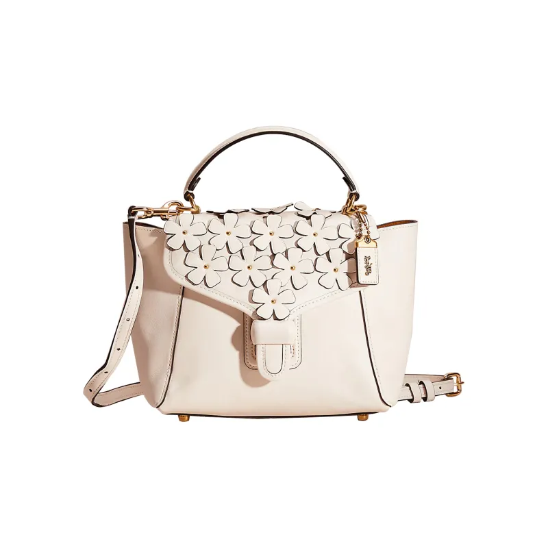 COACH Courier Leather Messenger Bag, Crossbody Handbag Medium Size Women's White-0
